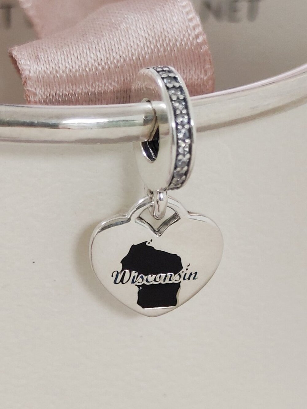 Pandora Wisconsin Map Dangle Deer and Basketball Exclusive Travel Pendant S925